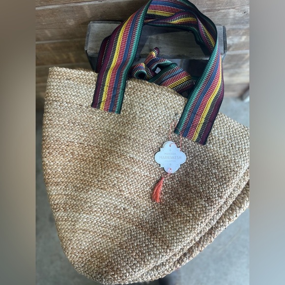 ☀️LAST ONE☀️ NWT Mer Sea Mersea Natural Jute Large Tote Merrakesh Collection - Picture 3 of 10
